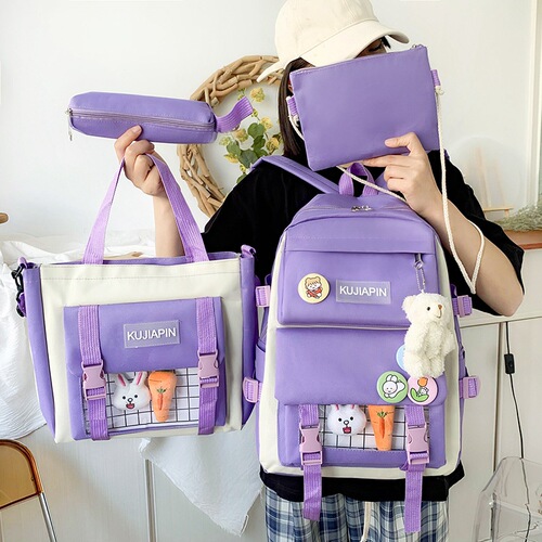School bag for female junior high school students, Korean version of cute Harajuku elementary school student backpack, high school large capacity ins style backpack