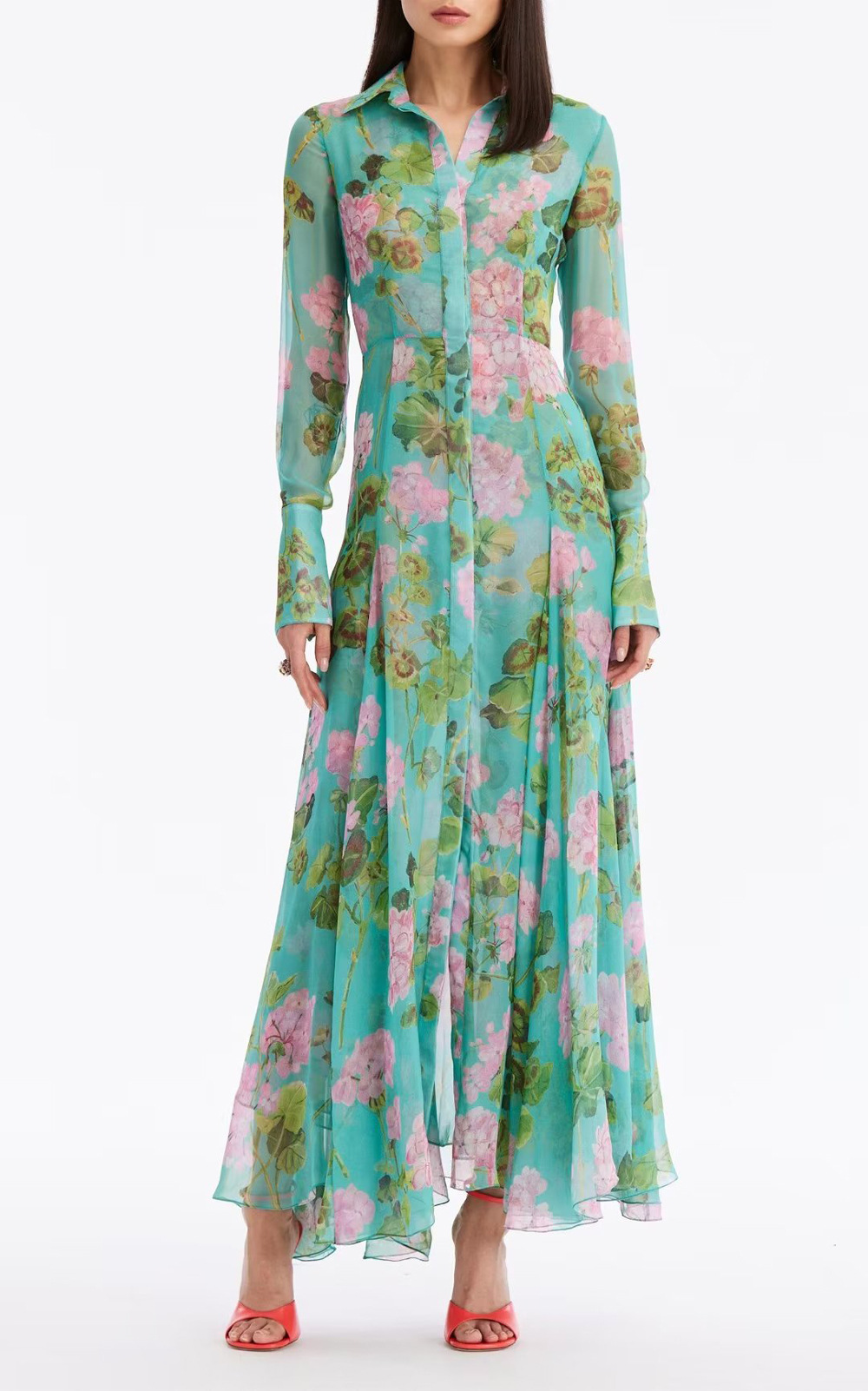 0701-06 荷叶印花连衣裙SXXLS肩宽36胸86腰68