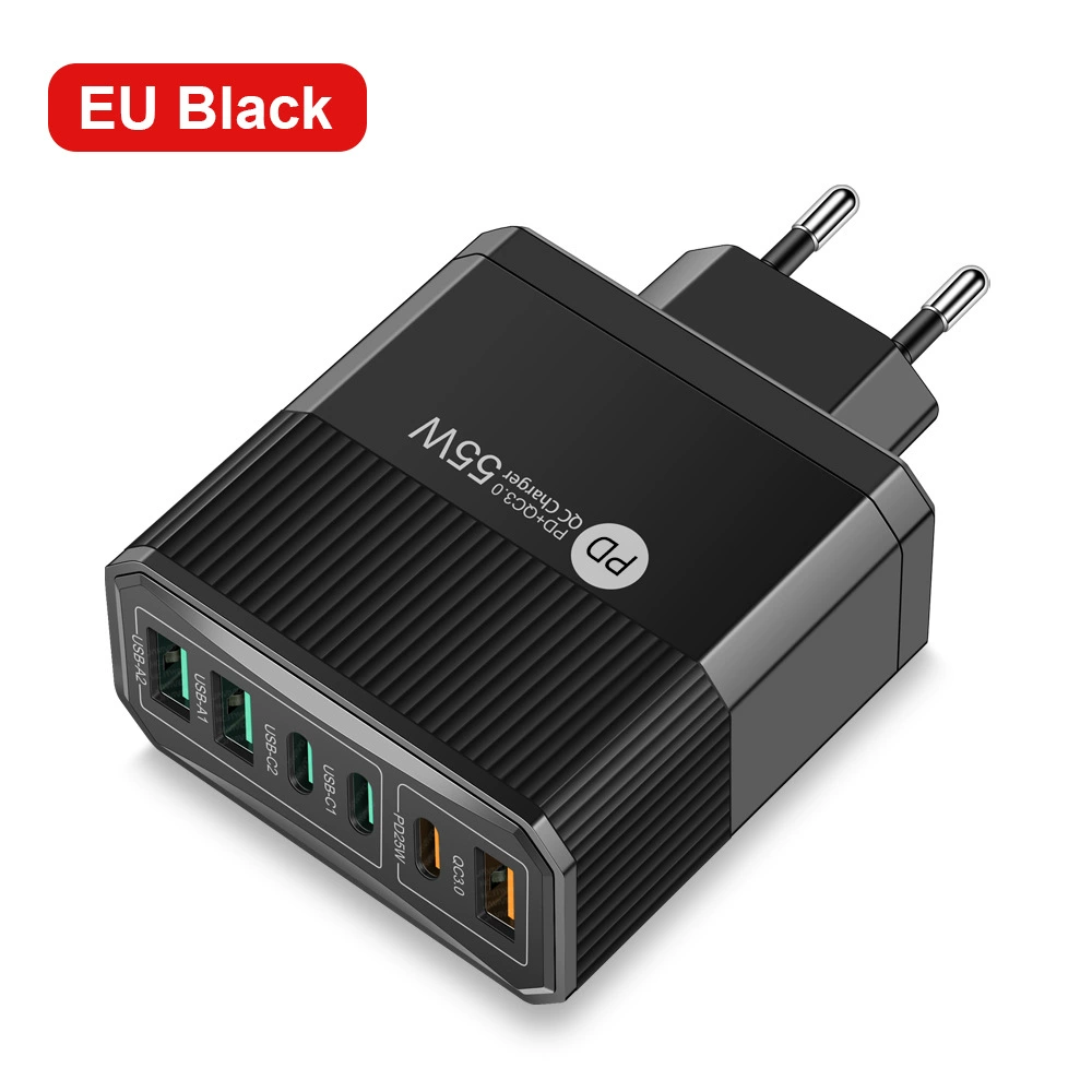 Зарядное устройство для мобильного телефона 3PD+3USB, быстрая зарядка для путешествий, зарядный блок PD55W QC3.0+PD25W