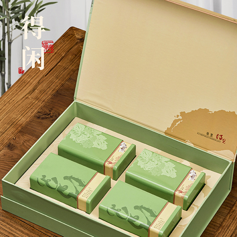 新款半斤一斤裝茶葉罐鐵罐禮盒信陽毛尖龍井茶茶葉包裝盒綠茶禮盒