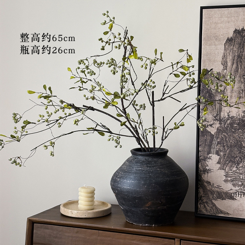 批发侘寂风马桑果假花仿真花绿植干花客厅餐桌装饰品摆件一件代发|undefined