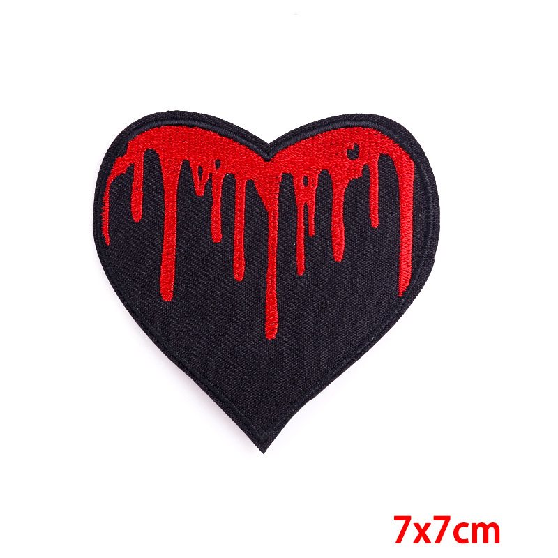 Punk Letter Retro Red Heart Skull Cloth Cloth Sticker display picture 1