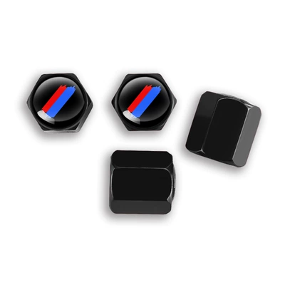 Cross-border automobile tire valve cap aluminum alloy valve core cover protective cover universal ready-to-use decorative cap (valve) - black-set-of-4-opp-bags