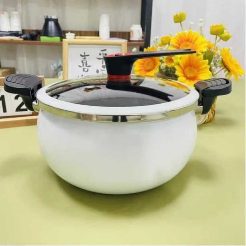 エナメルマイクロ圧力鍋家庭用コーティングされていないYuekaiノンスティック鍋増粘圧力スープポット電磁ガスユニバーサル|undefined