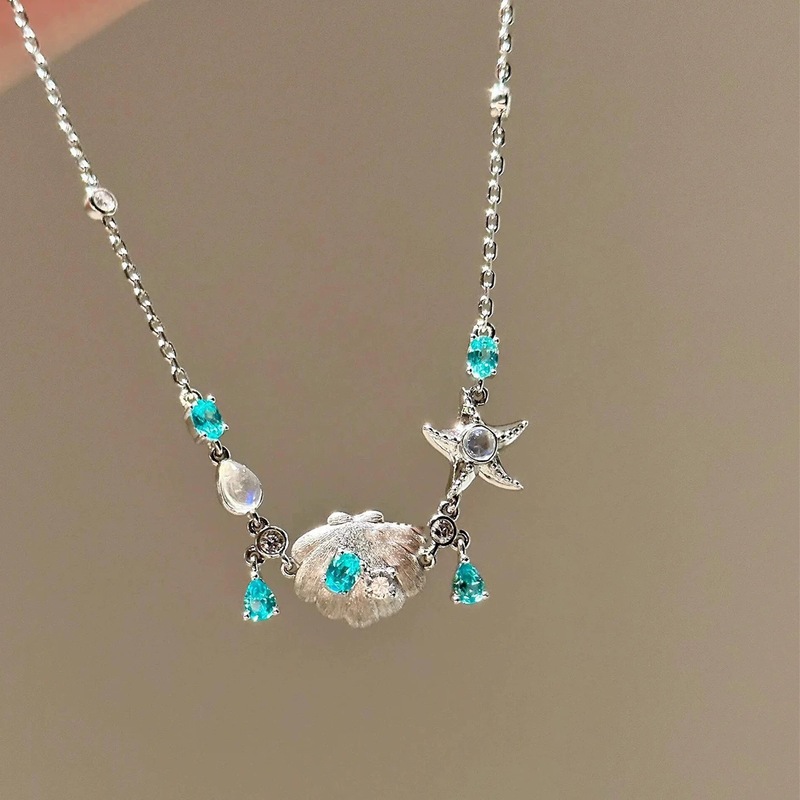 【贝海星辉】中古银色拉丝贝壳海星手链女小众设计感爆闪锆石手饰|undefined