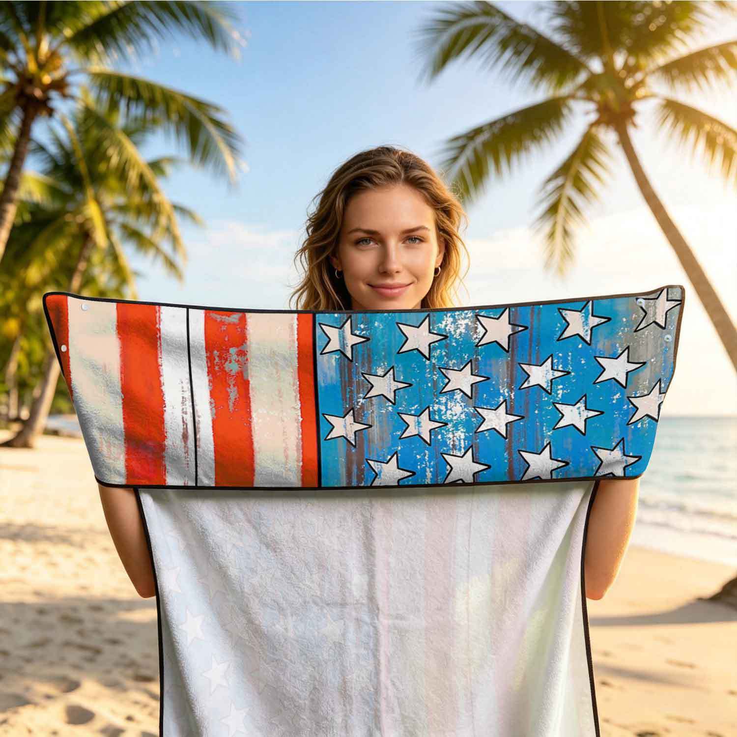 Printed bath towel and car seat cover 2-in-1, ultra-fine fiber outdoor beach and car dual-use universal seat cushion