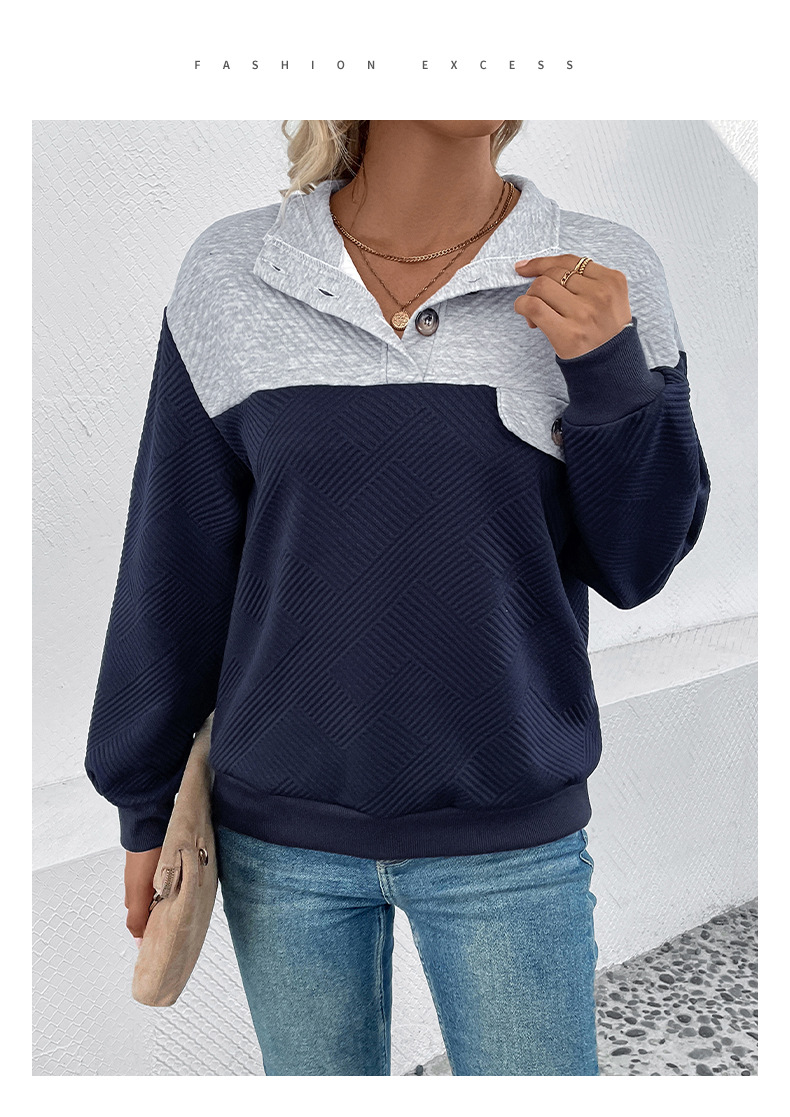 new autumn and winter sweatshirts long-sleeved contrast stitching women's tops long-sleeved sweatshirts_voghion.com