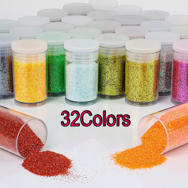32-Color Bottled Nail Art Glitter Powder Sequins Pet Polarized Flash Laser Glitter Powder Fine Powder Set Nail DIY Materials 32-Color Bottled Nail Art Glitter Powder Sequins Pet Polarized Flash Laser Glitter Powder Fine Powder Set Nail DIY Materials