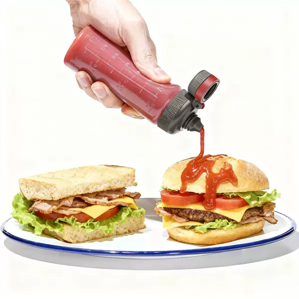 Cross-Border New Kitchen Supplies Seasoning Bottle Salad Dressing Push-Type Squeeze Bottle Plastic Squeeze Bottle Kitchen Seasoning Bottle