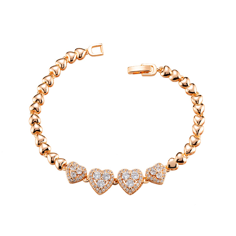 Exquisite love bracelet women's personality fashion trend Europe and the United States cross-border heart-shaped buckle hand jewelry stalls wholesale supply