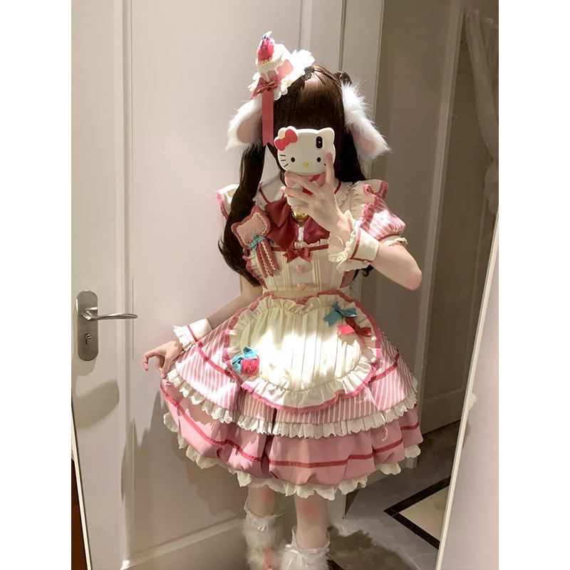 成人爆款粉色花苞裙 可爱日常轻公主连衣裙洛丽塔礼服|undefined