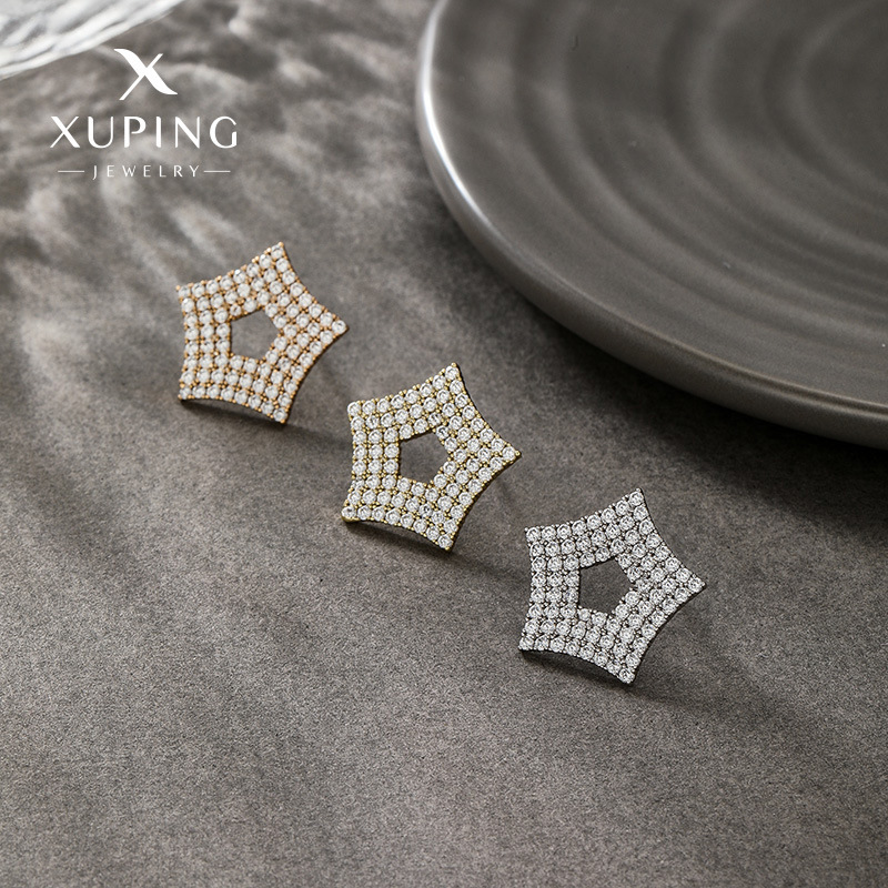 Xuping joyería geométrica simple pendientes de moda nuevo elegante alto sentido pendientes nicho femenino estrella en línea pendientes de celebridades