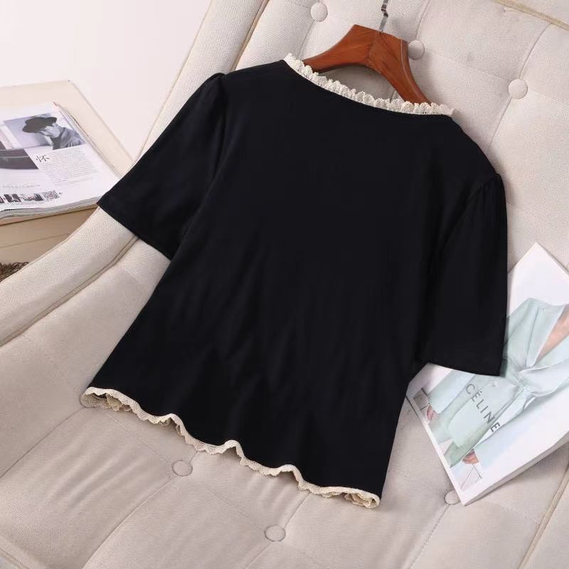 2025 太った女の子のための夏服デザインカーディガン Tシャツニット半袖お腹カバートップ大きいサイズ婦人服工場|undefined