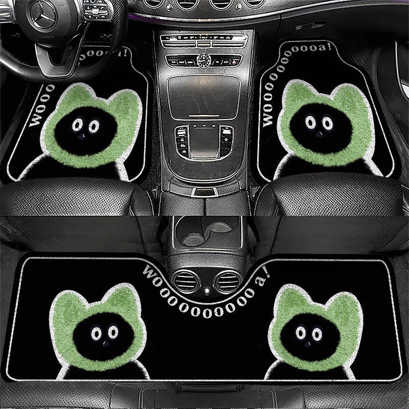 Cute cartoon simple silk loop car floor mats, can be cut to size, non-slip, mud-resistant, universal car interior mats, easy to maintain