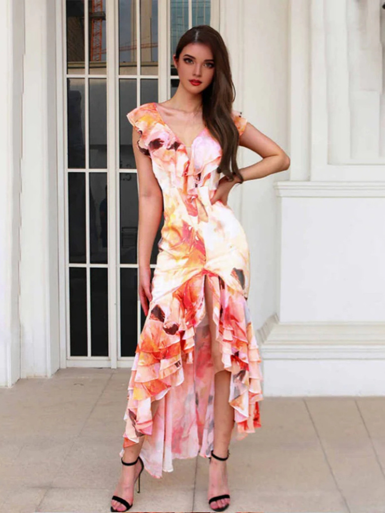2025 nouveau printemps et été hors de l'épaule européenne et américaine transfrontalière mode féminine en mousseline de soie fée jarretelle tempérament robe de soirée robe