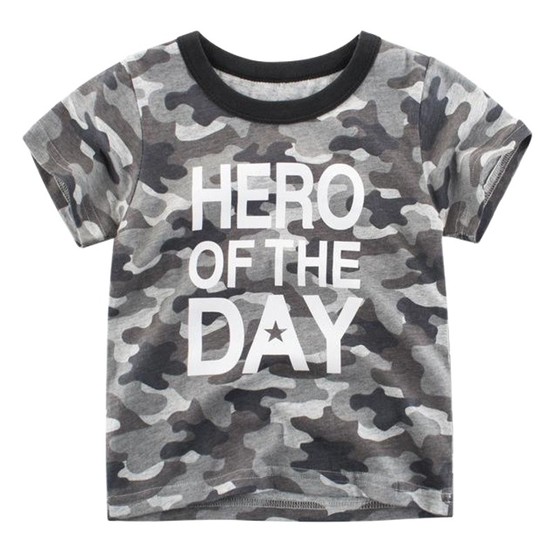 Camiseta de Manga Corta de Camuflaje para Niños de Algodón Suave para Verano