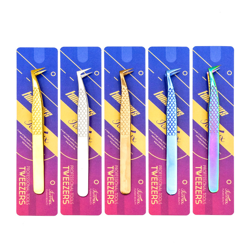 FUNMIX 6A嫁接睫毛不锈钢镊子 鱼纹7字鹰嘴镊精密镊子