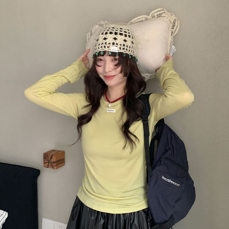 You think Thirteen Lines 2026 Spring/Summer New Tencel Long-Sleeved Simple Versatile Round Neck T-Shirt Base Layer 2655