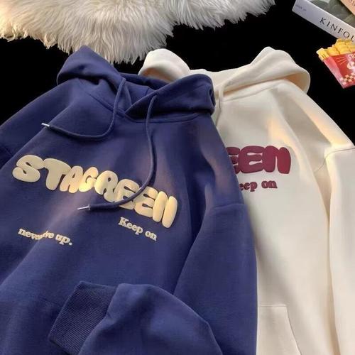 Vintage American-style long-sleeved hooded sweatshirt for men, suitable for spring and autumn, heavy warm, thick padded casual top