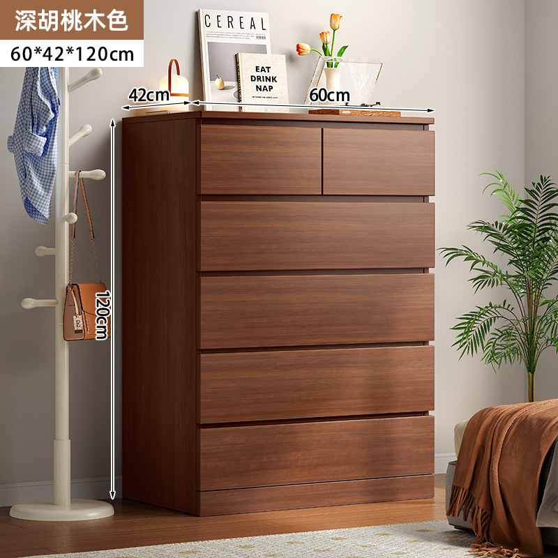 Armario de madera maciza, armario de almacenamiento para dormitorio, armario simple y moderno, armario de almacenamiento de sala de estar contra la pared, armario de cola de noche, armario de cajones