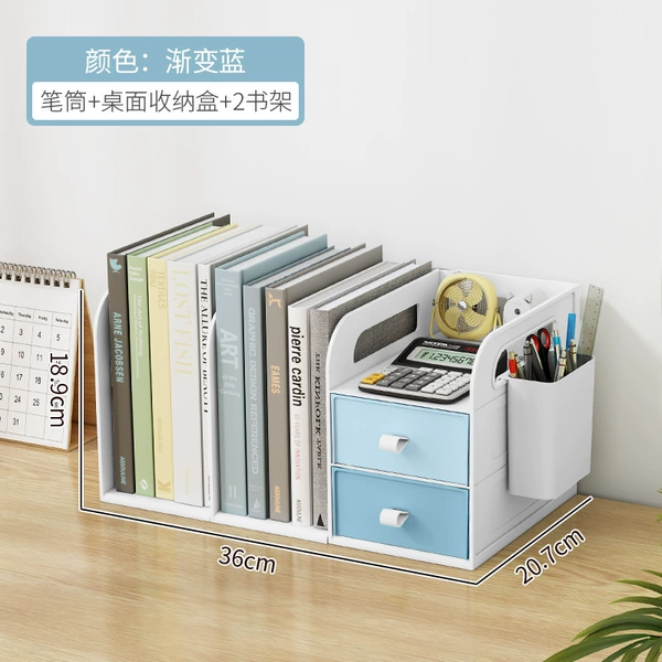 Bookshelf for boxes, pens holder, gradient