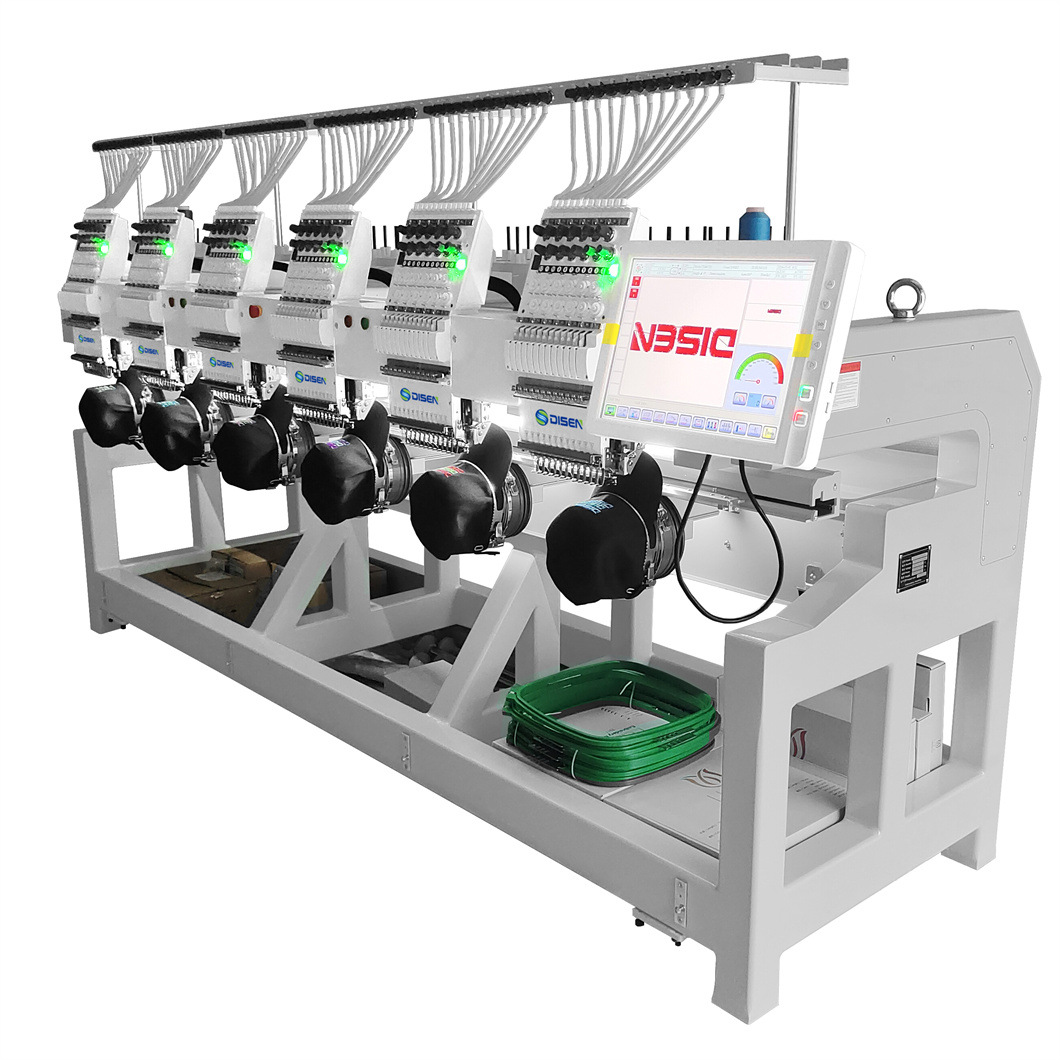 Máquina de bordar computarizada completamente automática de 6 cabezas, equipo de bordado de sombreros, embroidery industrial machine