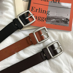 Korean new chic belt women's buckle pin textured retro casual belt women's decorative jeans belt