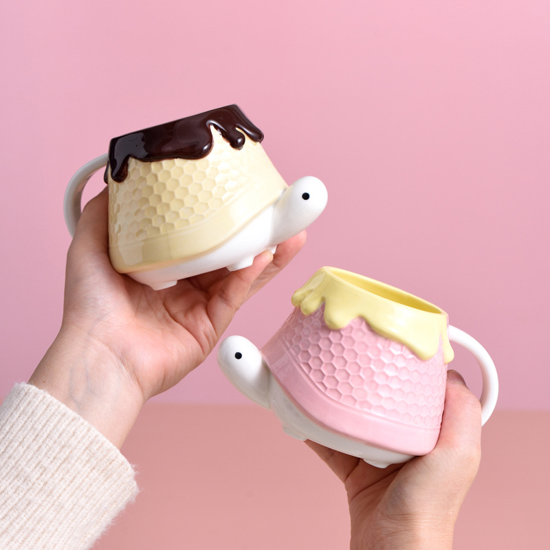 Tortuga miel agua taza tortuga regalo novia regalo cumpleaños Taza de cerámica creativa taza Linda