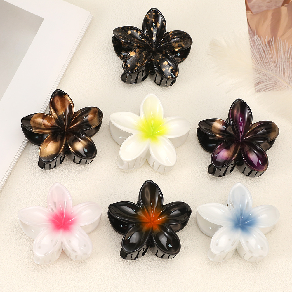 Flor de huevo transfronterizo horquilla trasera cabeza updo clip de pelo clip de tiburón de alto grado negro gradiente tocado accesorios para el cabello