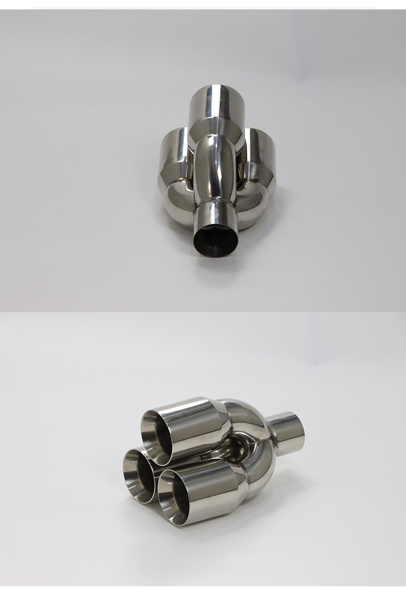 Car modification one outlet three exhaust pipe three outlet pipe modification universal tail throat three outlet tail throat stainless steel tail hood