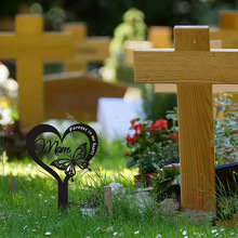 跨境热卖庭院花园地插金属工艺品装饰户外铁艺标记心形桩工艺品