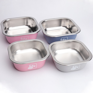 Dog bowl stainless steel cat bowl anti-knock non-slip dog rice bowl cat drinking water pet bowl large capacity pet feeder