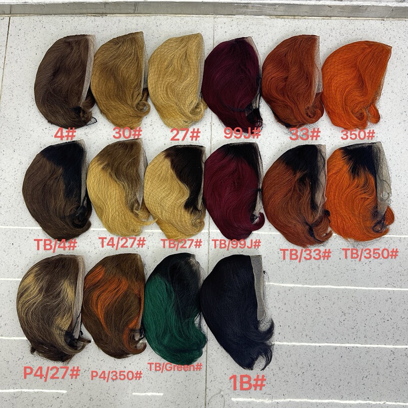 13X4 Short Human Hair Lace Wig Human Hair Can Be Permed and Dyed Bobo Short Hair Headgear