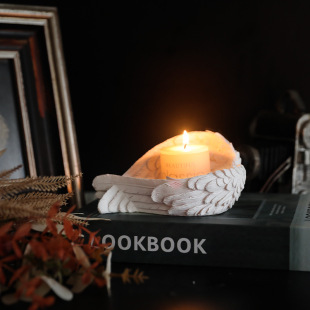 Nordic Pure Leucorrhea Wings Feather Angel Candlestick Ornaments Living Room Restaurant Bar Wedding Couple Atmosphere Decoration