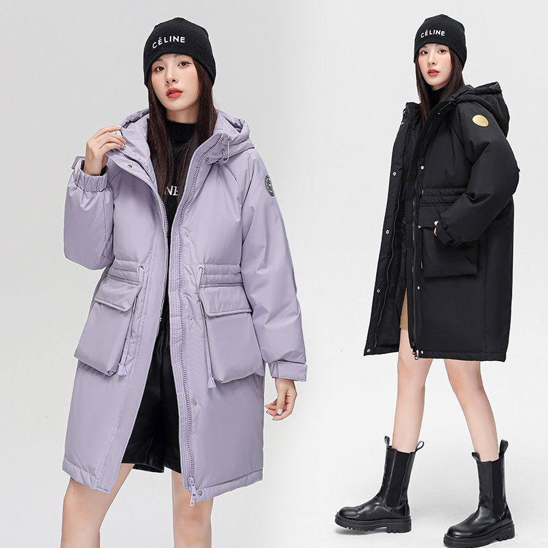 New Women's Winter down Jacket, Same Style as In-Store, White Duck Down, Lightweight, Versatile, Fashionable, Loose, Warm, Mid-Length Coat