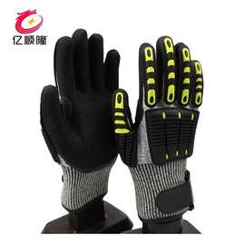 厂家13针HPPE防割手套 PVC防撞/减震棉 建筑救援防滑耐磨可印logo