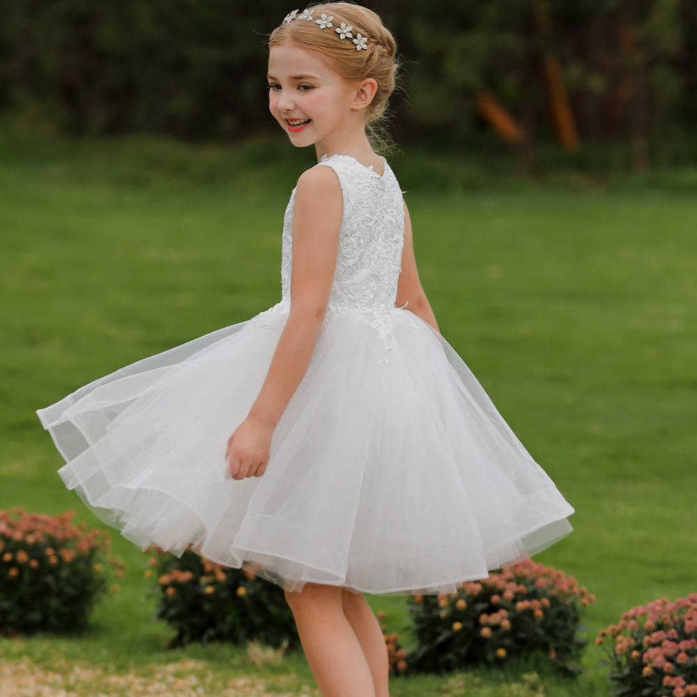 Festliches Blumen-spitzenkleid Mit Tüllrock Für Mädchen_voghion.com