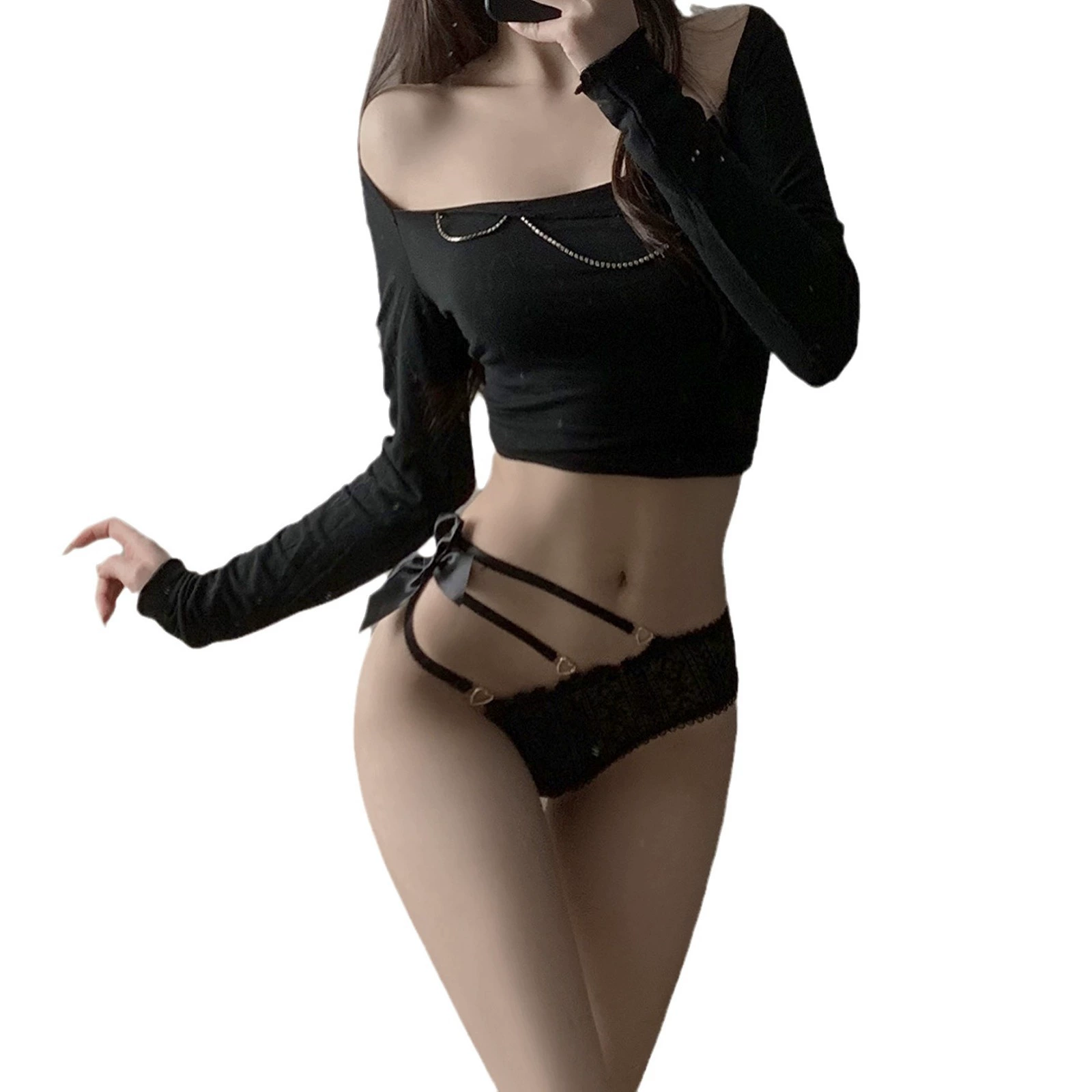 Японские sexy штаны, модные брюки, дышащие белье для коррекции формы бёдер с бантом, тонкая лента