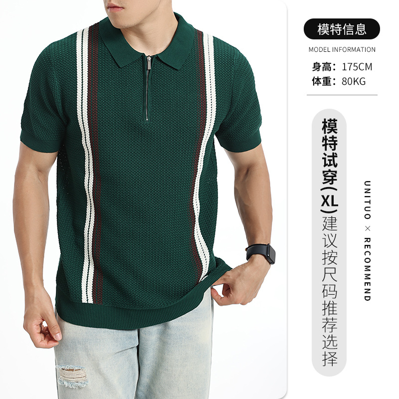 2026 verano nuevo hombre hielo camiseta de punto polo de manga corta estriada ligera de negocios camiseta de alto nivel hombre image 10