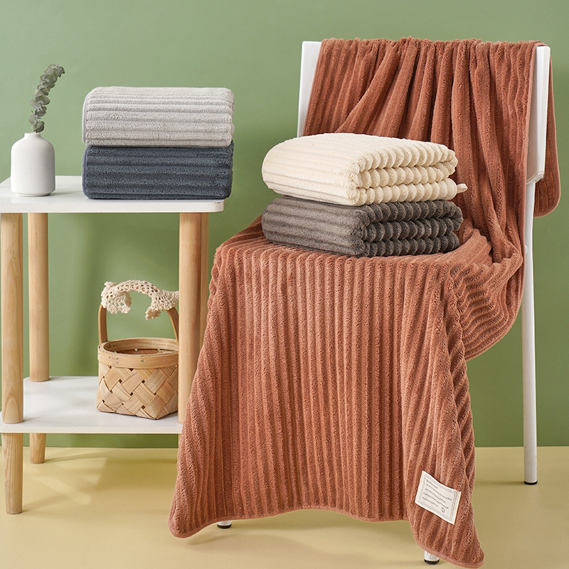 Multi-functional wrap-around bath towel&mdash;extra-large absorbent coral fleece bath towel, wearable and wrapable bath skirt for home use, wholesale from manufacturer.