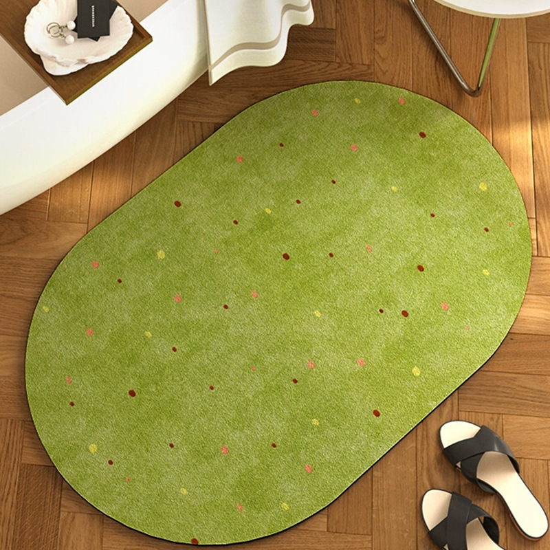 Second-Hand Green Bathroom Mat, Easy to Maintain, Non-Slip, Quick-Drying, Water-Absorbent, Toilet Foot Mat, Bathroom Entrance Carpet