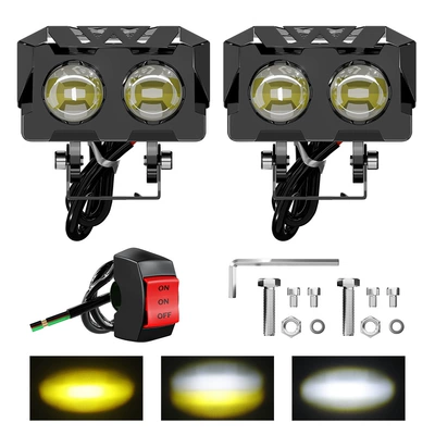 Cross-Border Hot-Selling Motorcycle Led Headlight Modification Two-Eye Minion Auxiliary Spotlight Electric Vehicle External Headlight (Motorcycle headlights, headlights) - minion-with-hood-1-pair-switch