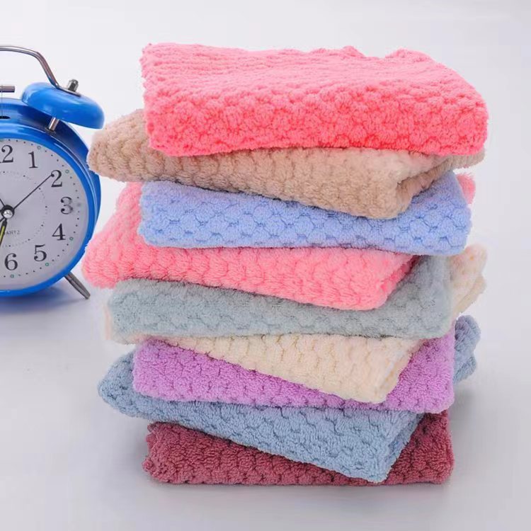 Cocina doméstica limpia paño suave absorción de agua no pegajoso aceite piña toalla cuadrada toalla de coral toalla lavavajillas