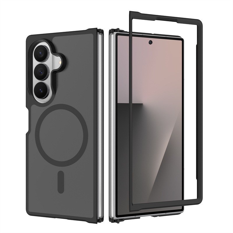 Large-Hole Skin-Feel Magnetic Suction Case for Samsung Z Flip 8, Compatible with Z Fold 8 Ultra, Foldable Z7, Flip Cover Z6