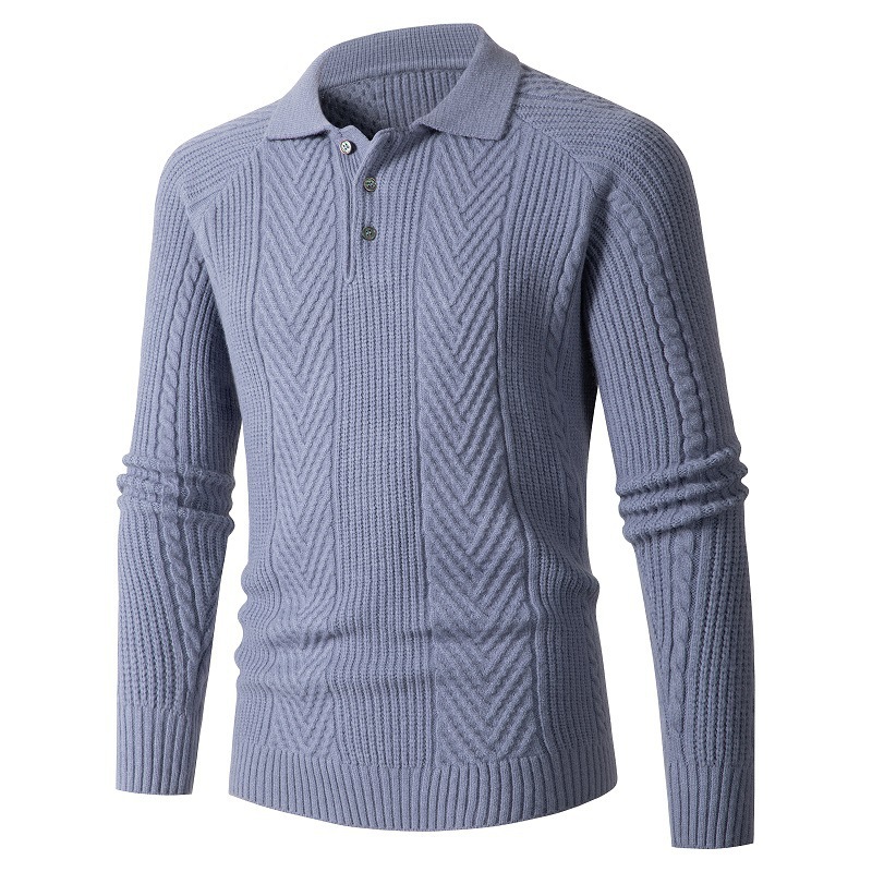 Camisa de fondo SLIM-Fit para hombres suéter de solapa jacquard estilo coreano Otoño e Invierno suéter abrigo engrosado moda masculina