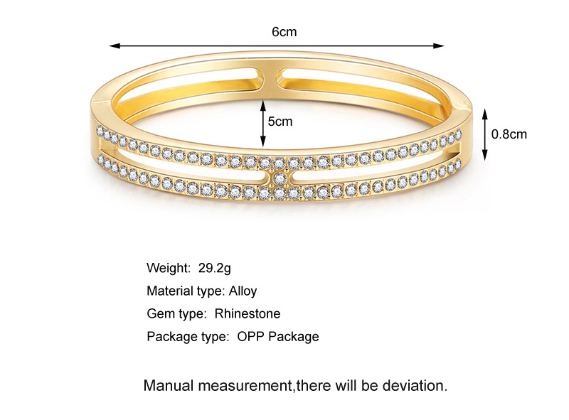 New European And American Bracelet Simple I-shaped Diamond Hollow Alloy Bracelet display picture 1