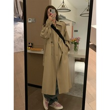 2025春季小个子中长款休闲日系收腰廓形大衣韩版卡其色风衣外套女