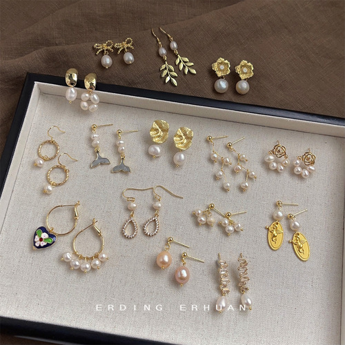[Collection] Freshwater Pearl Original Design Handmade Earrings 925 Silver Needle French Retro Earrings Factory Earrings