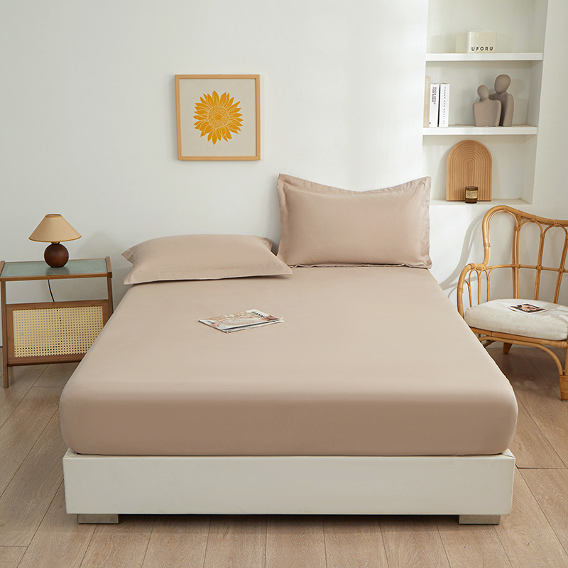 Soft Washed Cotton Fitted Sheet Set - Hypoallergenic Bed Skirt Protector With Non-Slip Design, Minimalist Solid Color For Mattress Cover_voghion.com