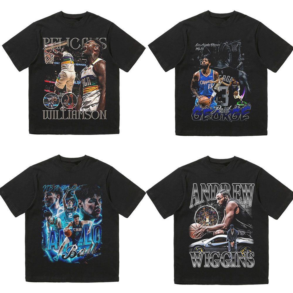 NBA star short -sleeved American retro T -shirt men Curv Modmand…